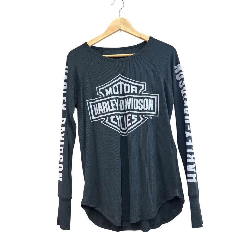 Harley-Davidson Womens Long Sleeve Logo Shirt Black Size M
